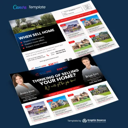 Co-marketing Real Estate Postcard Design Canva Template