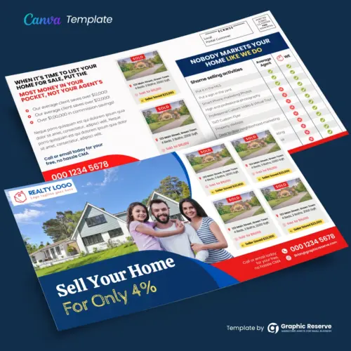 Real Estate Listing Service Direct Mail Marketing Postcard Template