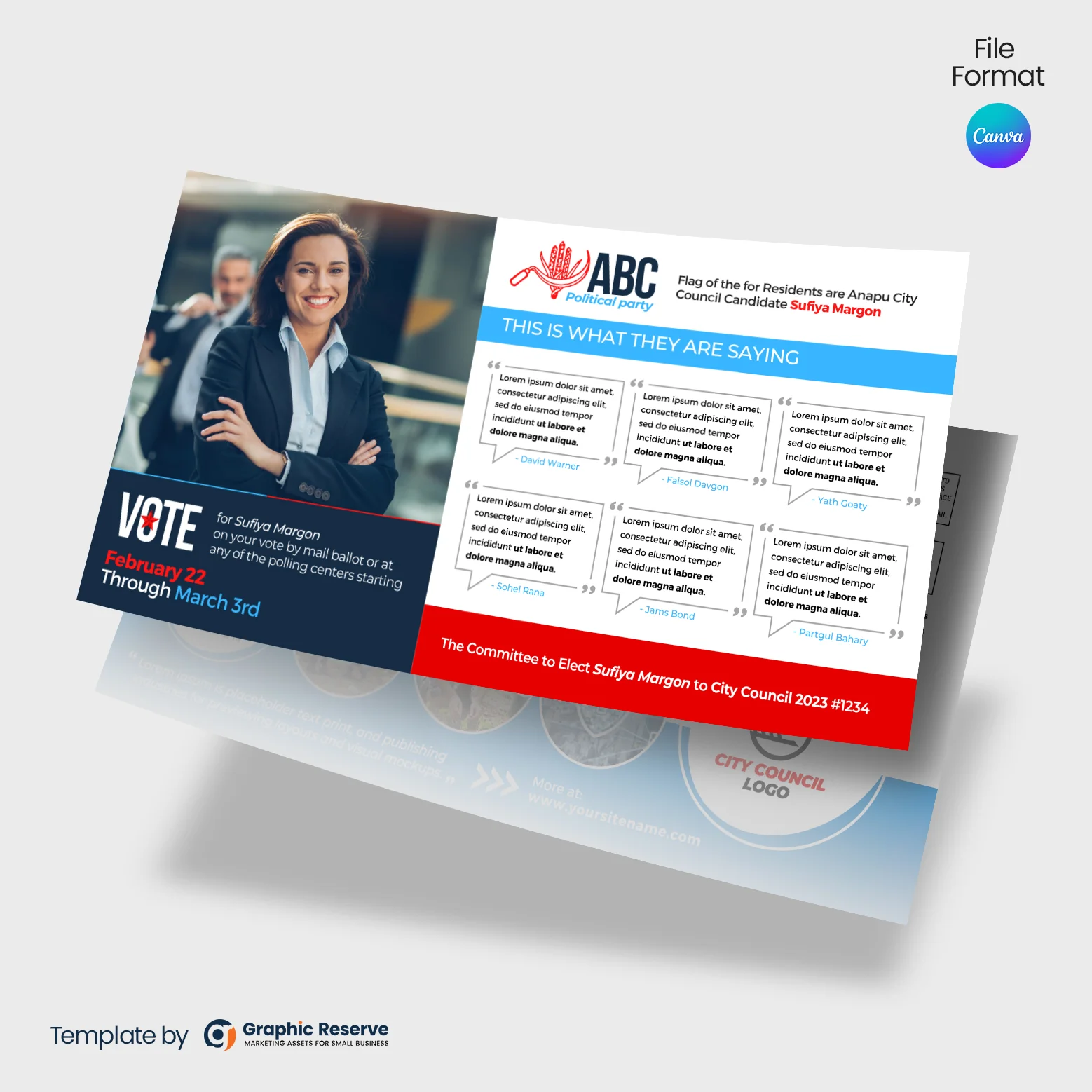Canva Political Direct Mail Template Postcard for Campaigns