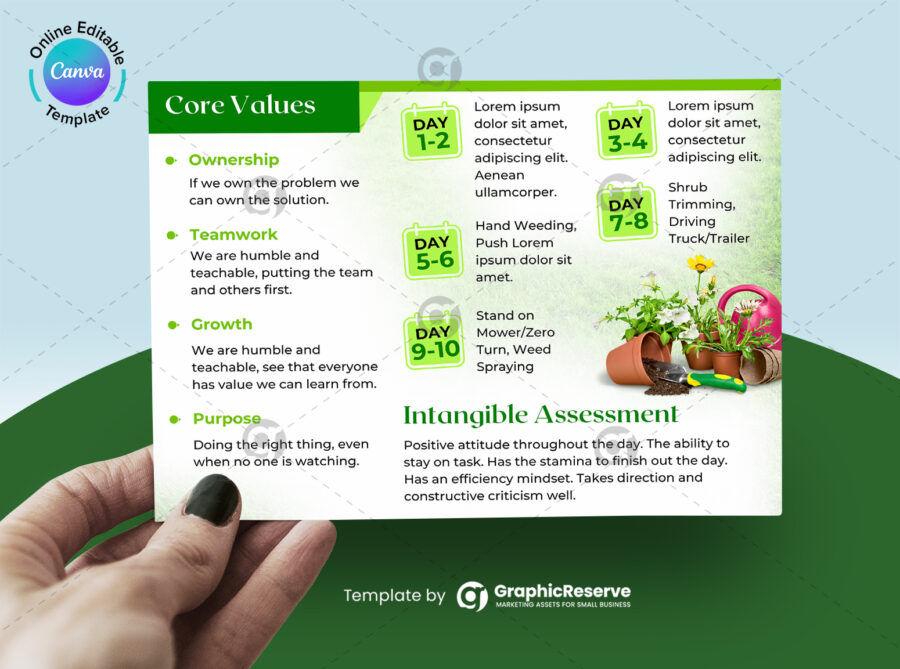 Lawn Care Landscaping Canva Editable Overall Task Productivity Postcard (2)