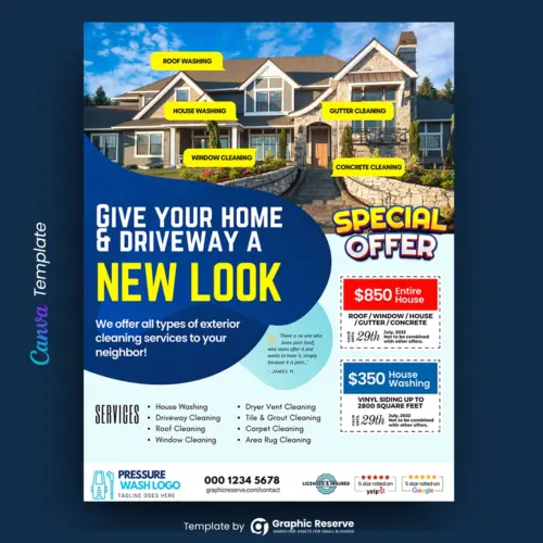 Exterior Cleaning Business Marketing Flyer (Online Editable Canva Template)