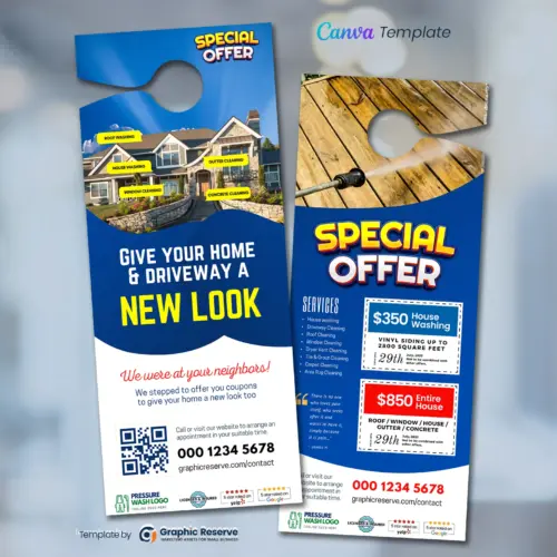 Exterior Cleaning Door Hanger Design Template (Canva Online Editable)
