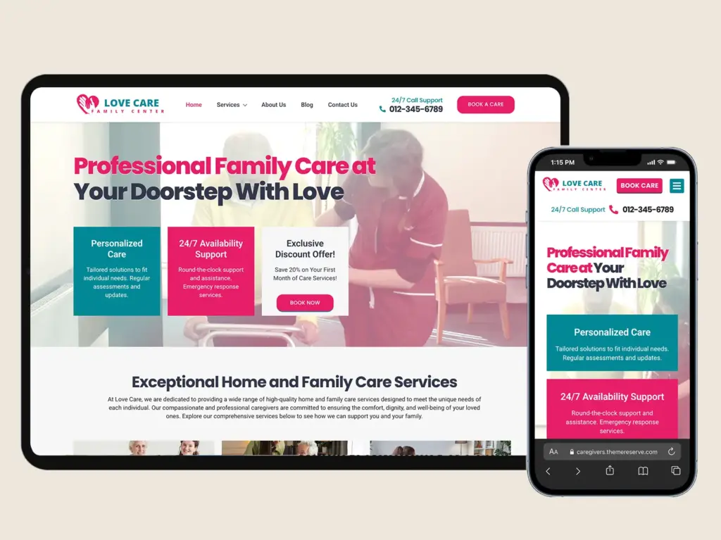 Home Care Website Design Template