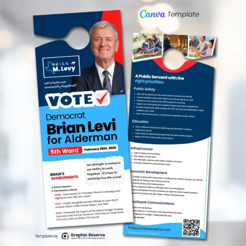 Political Campaign Door Hanger Design Canva Template