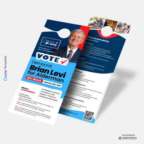 Political Campaign Door Hanger Design Canva Template