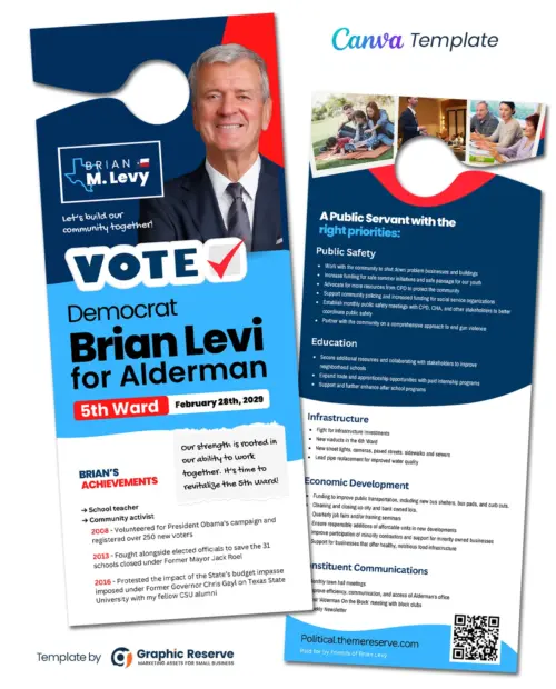Political Campaign Door Hanger Design Canva Template