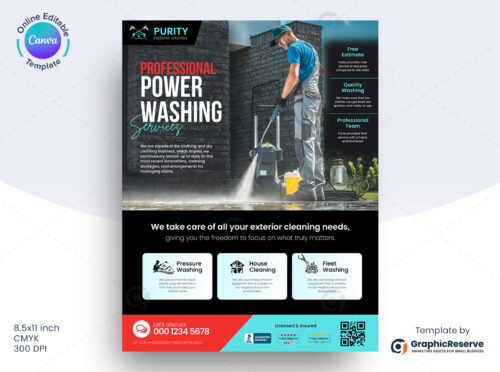 Power washing advertising Flyer Canva Template