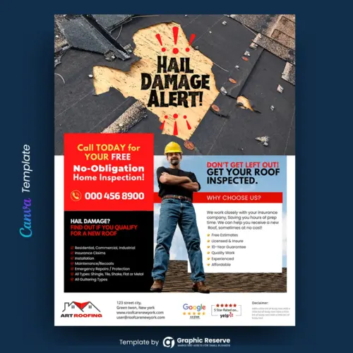 Roofing Flyer Design Template | 2 Styles | Canva Online Editable