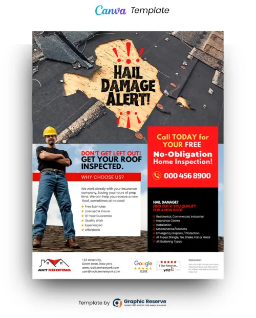 Roofing Flyer Design Template | 2 Styles | Canva Online Editable