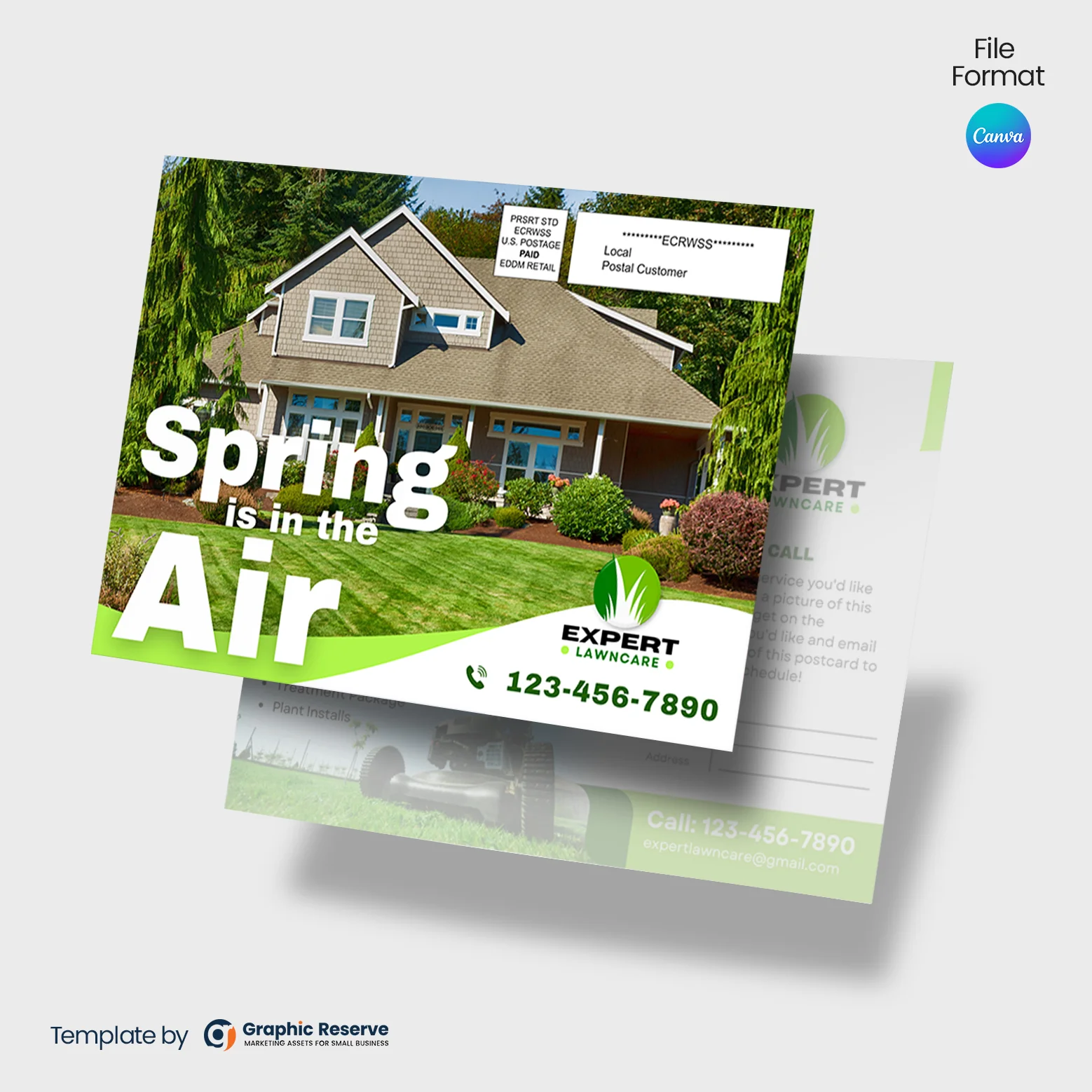 Spring Is In The Air Landscaping Lawn Care EDDM Postcard Canva Template