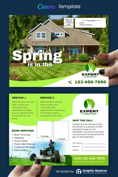 Spring Is In The Air Landscaping Lawn Care EDDM Postcard Canva Template