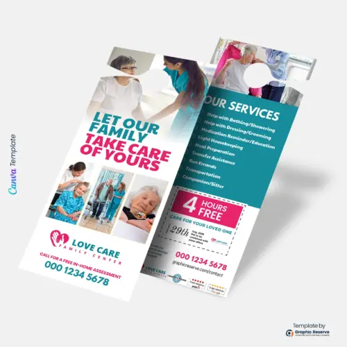 Home Care Door Hanger Design Canva Template