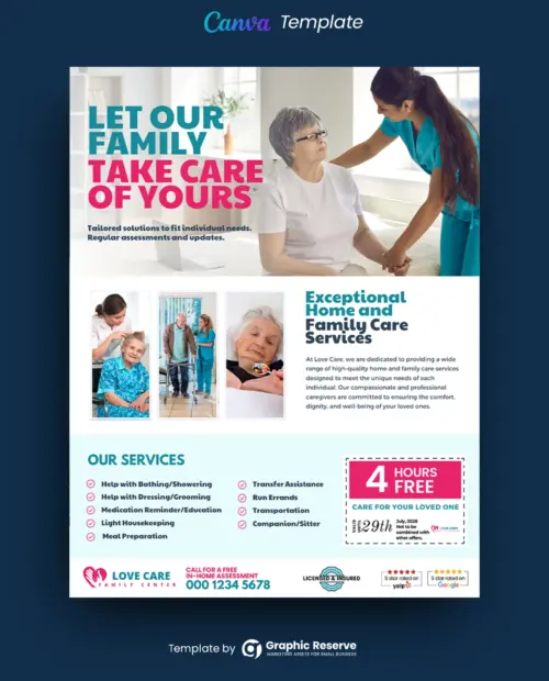 Home Care Flyer Design Canva Template