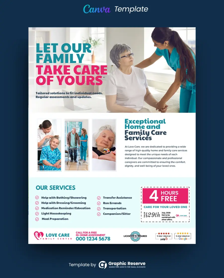 Home Care Flyer Design Canva Template
