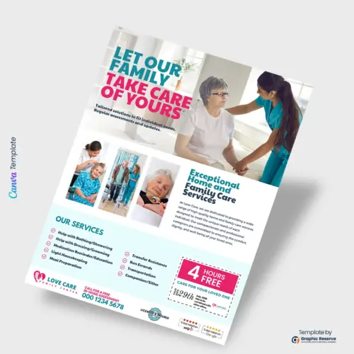 Home Care Flyer Design Canva Template