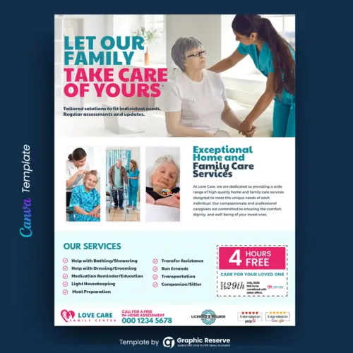 Home Care Flyer Design Canva Template