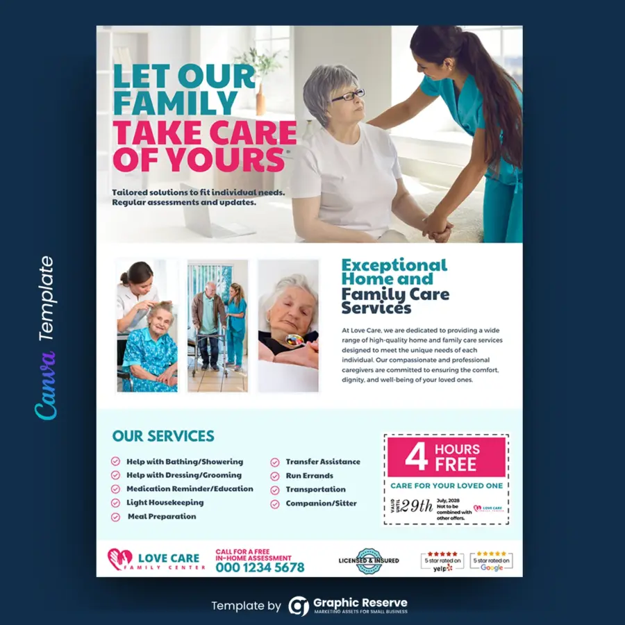 Home Care Flyer Design Canva Template