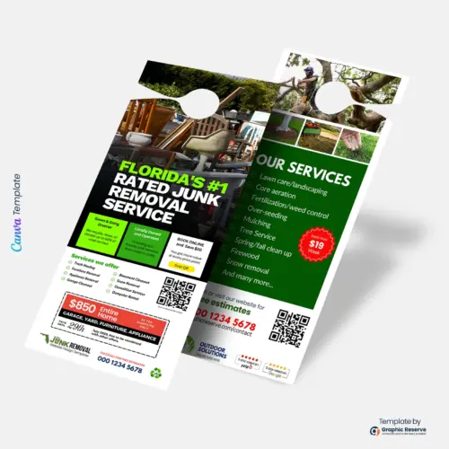Junk Removal Business Door Hanger Template – Canva Editable Design