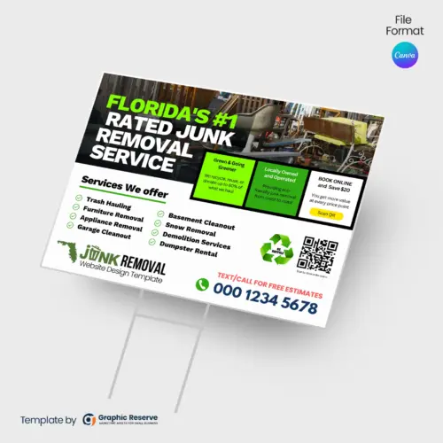 Junk Removal Yard Sign Design Canva Template