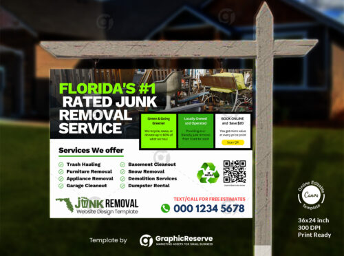 Junk Removal Yard Sign Design Canva Template