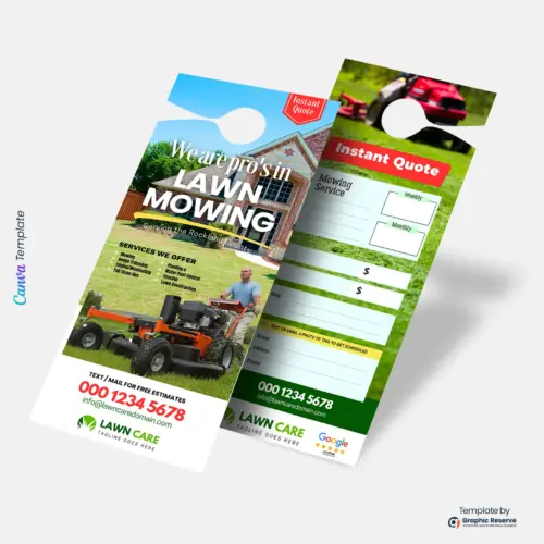 Lawn Care Instant Quote Door Hanger Canva Template