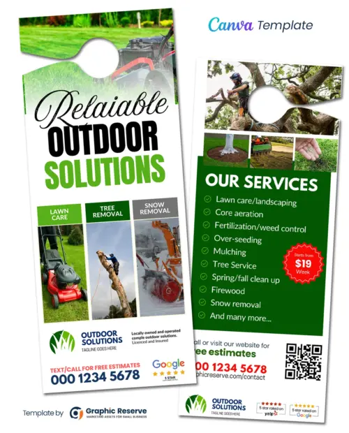 Lawn Care Tree Snow Removal Service Door Hanger Template 1