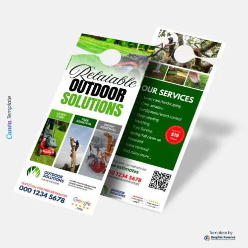 Lawn Care, Tree, & Snow Removal Service Door Hanger Template