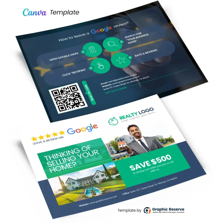 Real Estate Review PostCard Design Canva Template