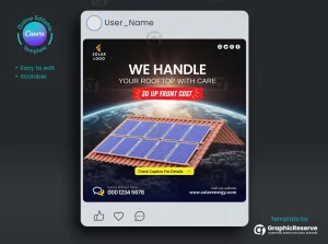 Instagram Solar Panel Post Design Canva Template