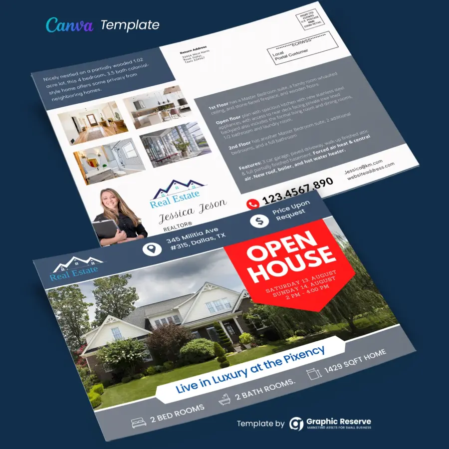 Open House EDDM Real Estate Postcard (Canva Template)