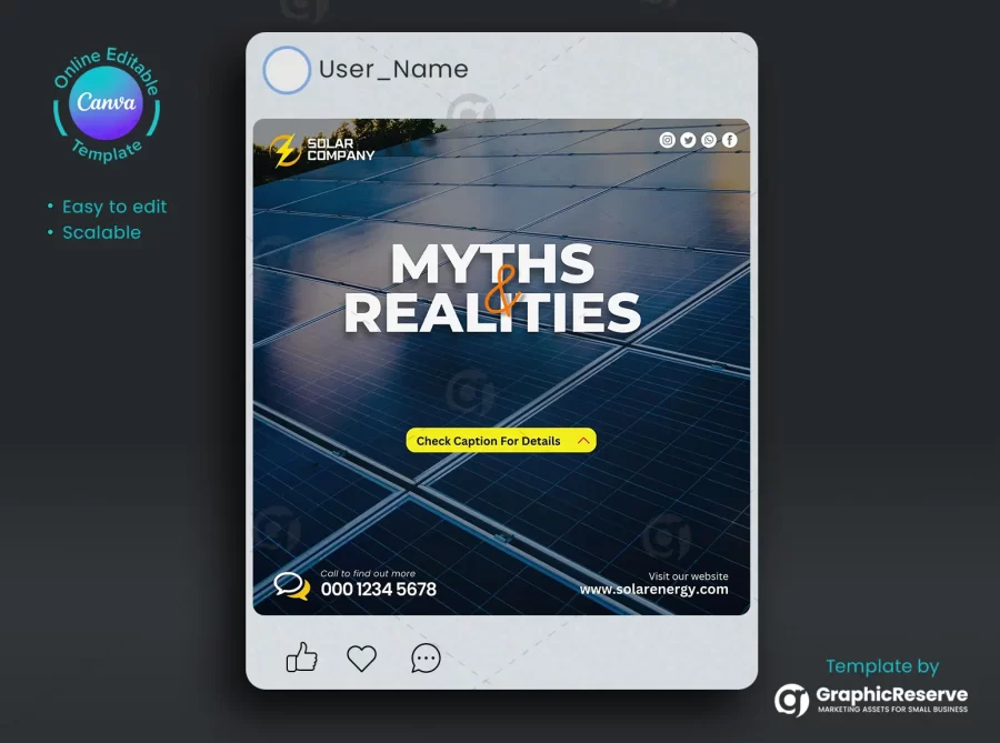 Solar Ad Post Design Canva Template