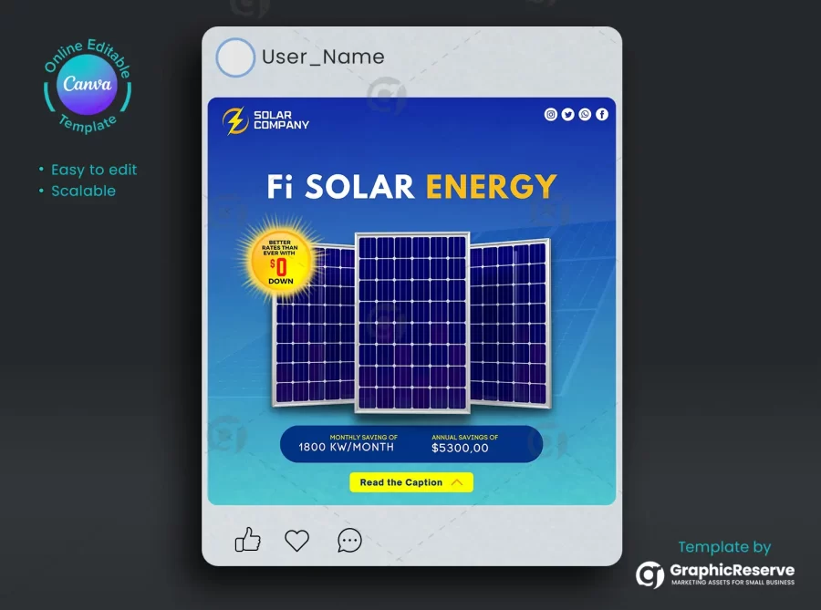 Solar Advertising Canva Template for Creative Posts