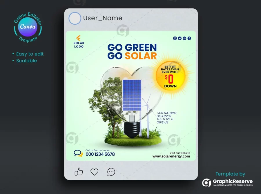 Solar Digital Marketing Instagram Canva Design Template