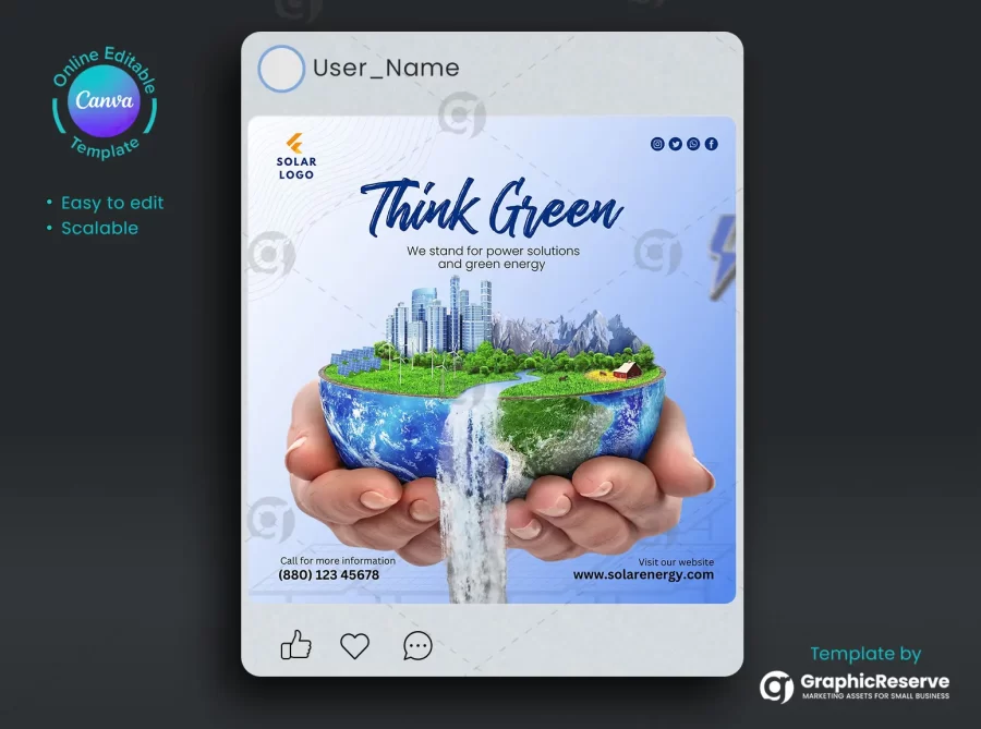 Solar Marketing Poster Canva Template for Ads