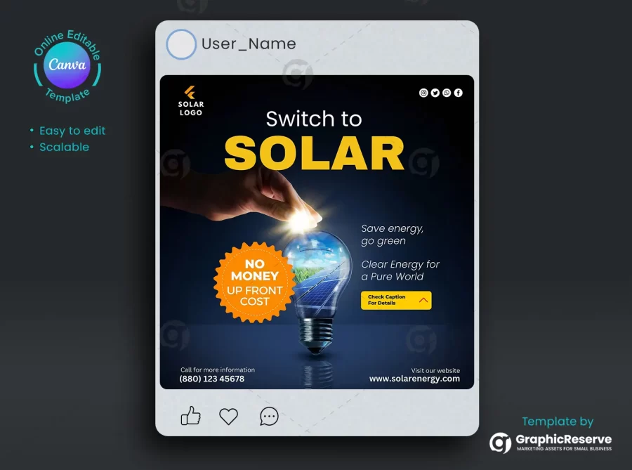 Solar Panel Advertising Canva Post Design
