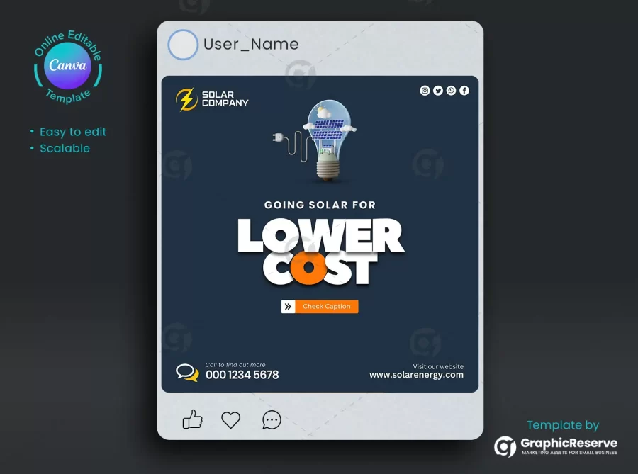 Solar Panel Marketing Canva Template for Social Media