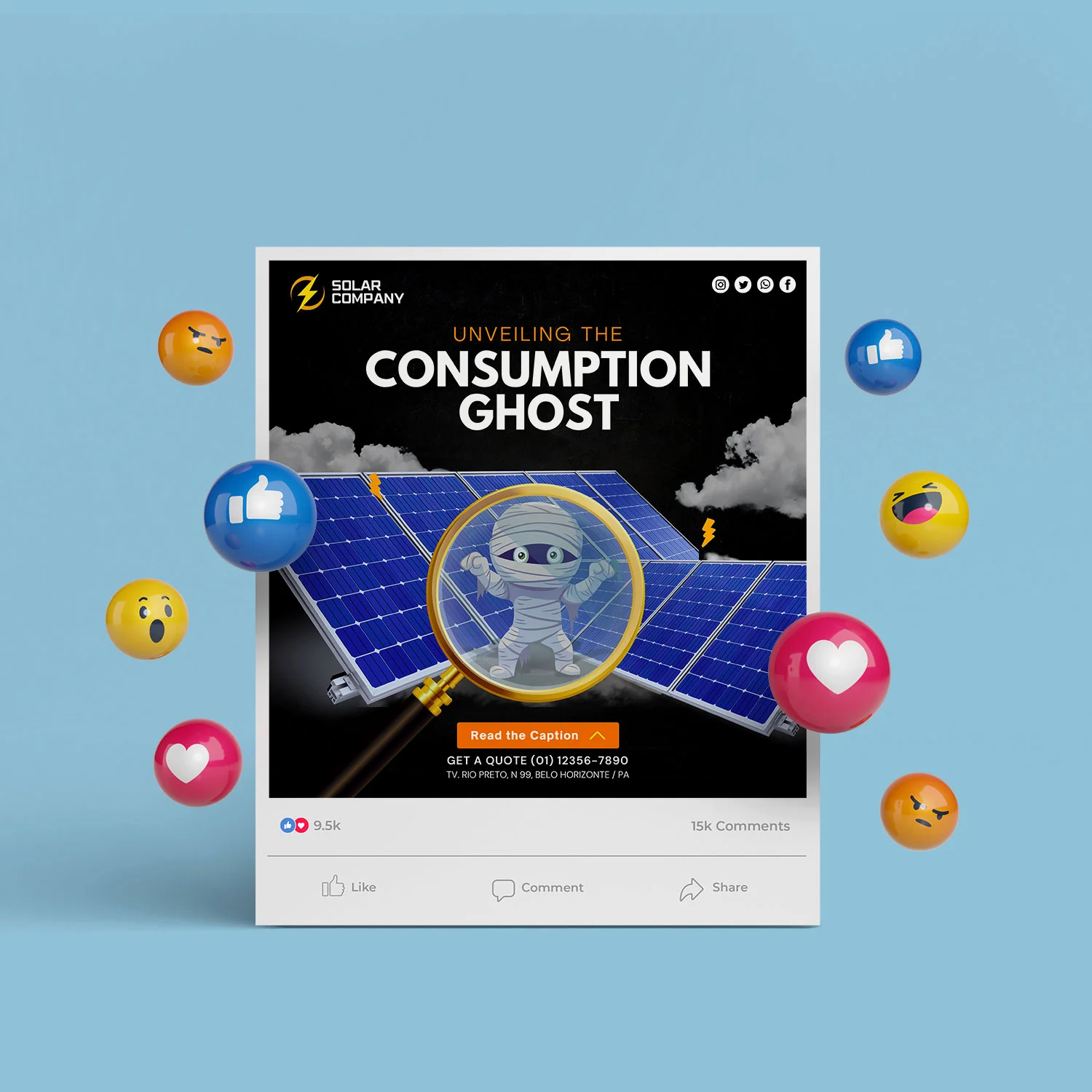 Solar Power Facebook Banner & Post Canva Template