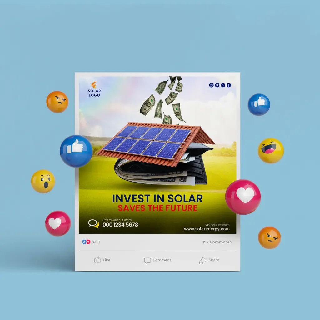 Solar Energy Social Media Post Template – Canva | Graph...