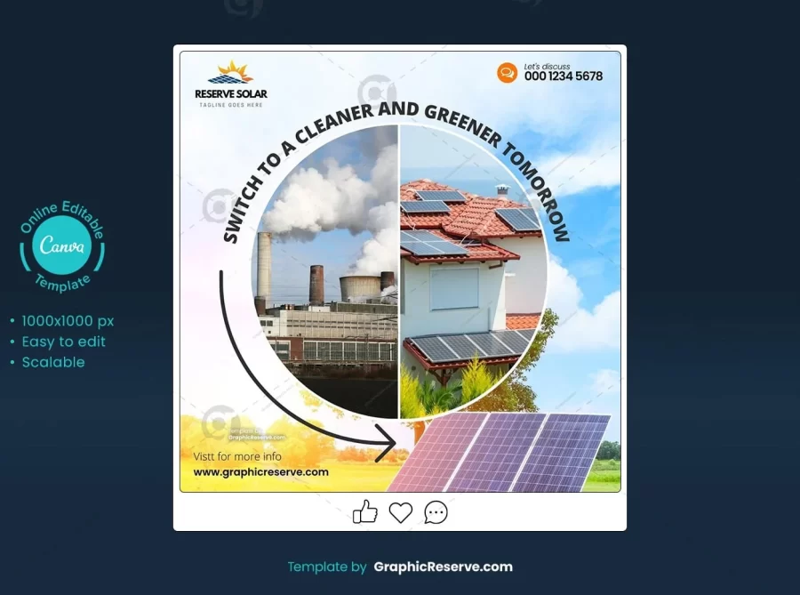 solar social media post template