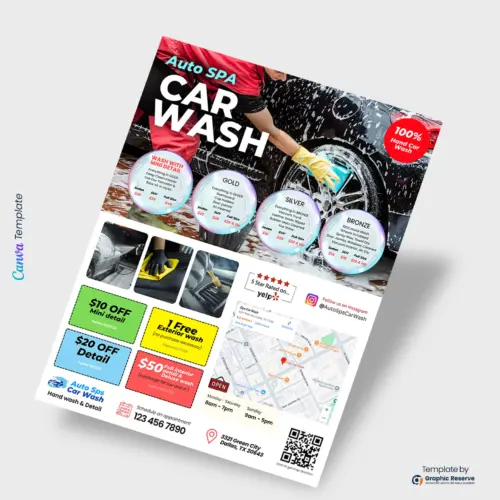 Automobile Car Wash Marketing Flyer Template