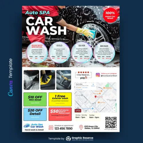 Automobile Car Wash Marketing Flyer Template