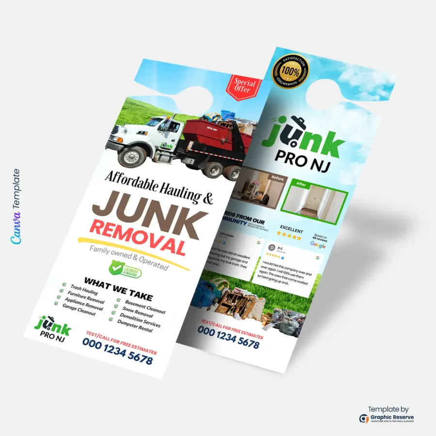 Canva Junk Removal Door Hanger Template – Professional Marketing Design