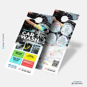 Car Wash Service Menu Door Hanger | Editable Pricing Template