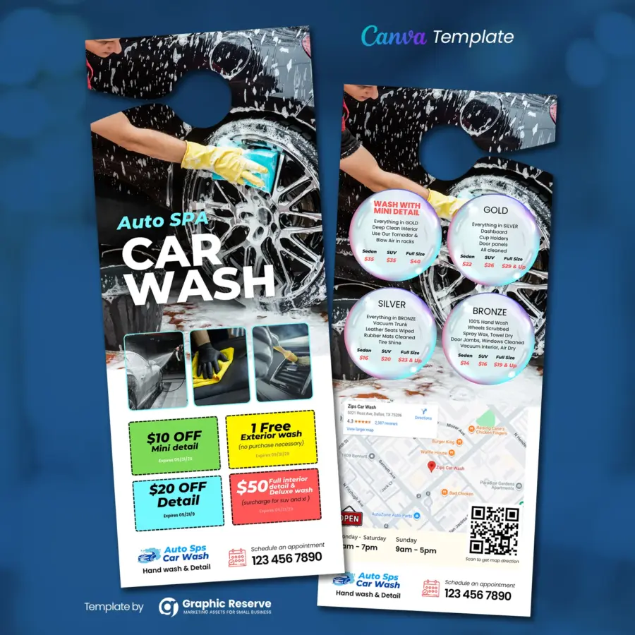 Car Wash Pricing Door Hanger Template