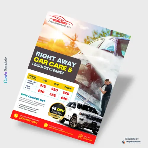 Car Wash Pricing Flyer Design Canva Template