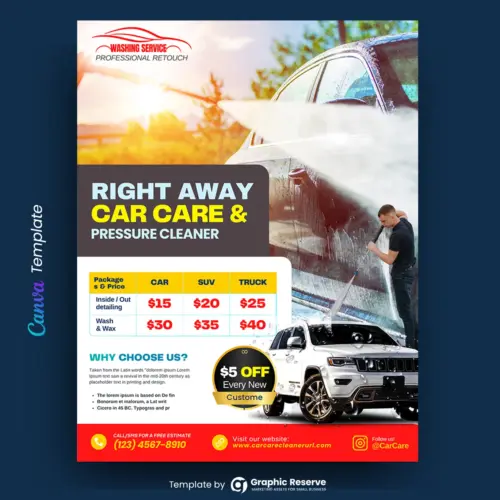 Car Wash Pricing Flyer Design Canva Template