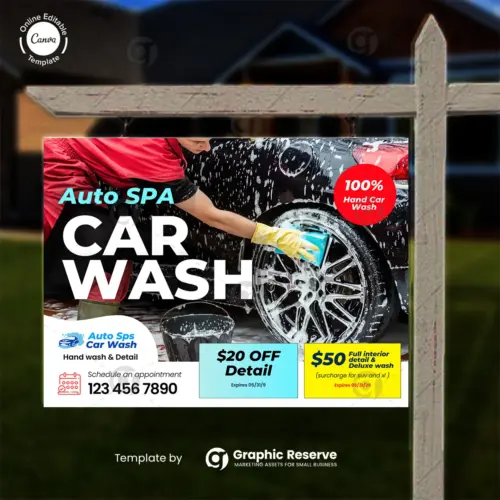 Car Wash Yard Sign Design Template