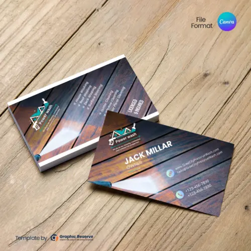 Creative Pressure Washing Business Card Design Canva Template
