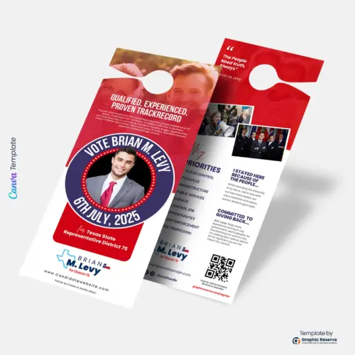 Election Campaign Door Hanger Template - Political Candidate Canva Design