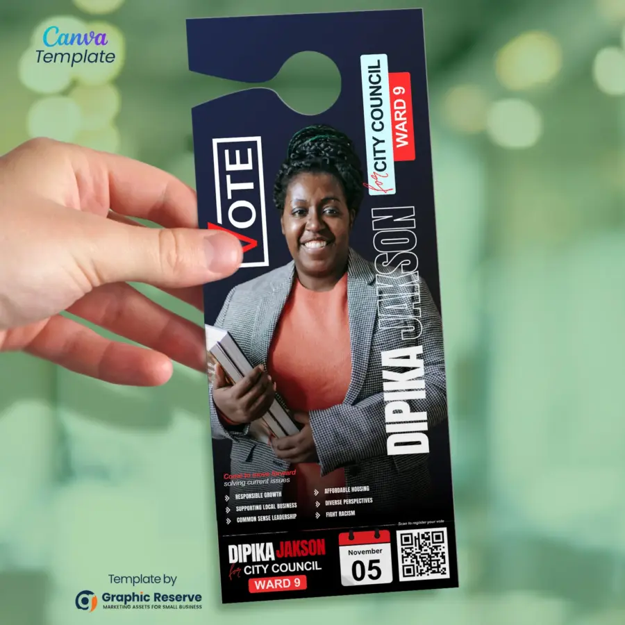 Election Candidate Door Hanger Design Canva Template - Image 3